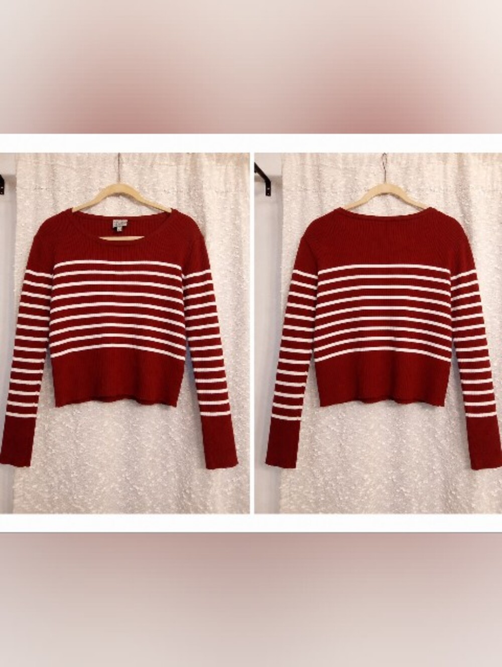 The Slope Parisian Preppy Nautical Indie Sleaze Brick Red Sweater Size XL